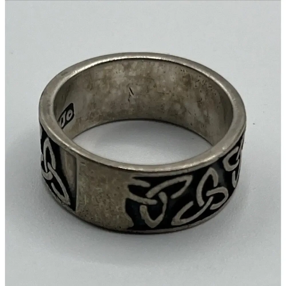 STERLING SILVER SS WJo EMBOSSED CELTIC TRIAD KNOT BAND RING SIZE 6 925